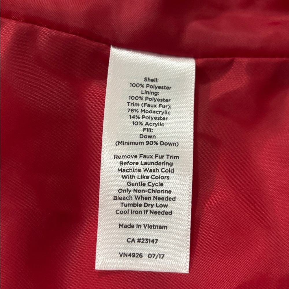 Talbots Red Quilted Removable Faux-Fur Collar Puffer Vest‎ Size XL NWOT - Picture 10 of 15